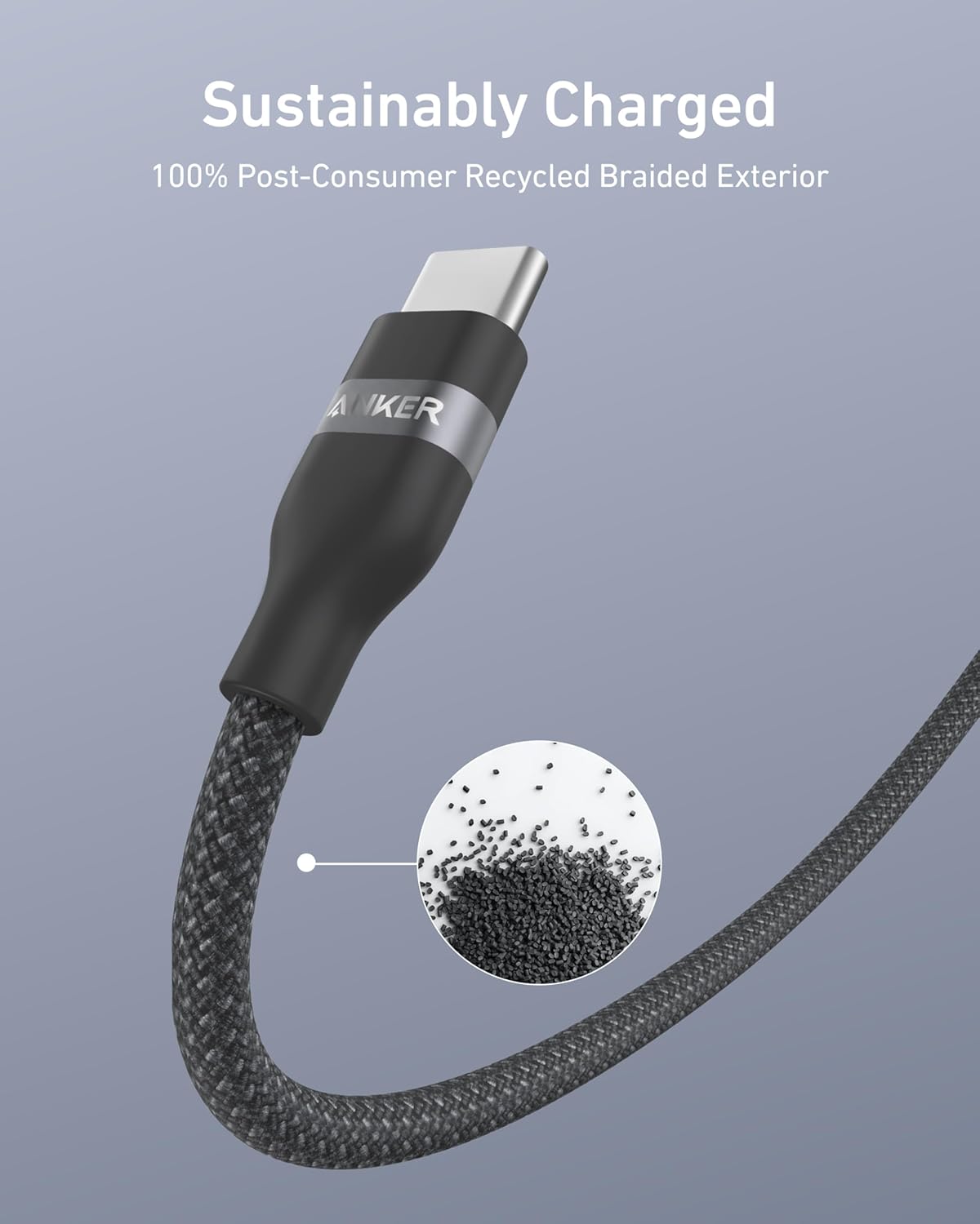 Anker USB-C to USB-C Cable (3 ft / 6 ft, 240W, Upcycled-Braided)