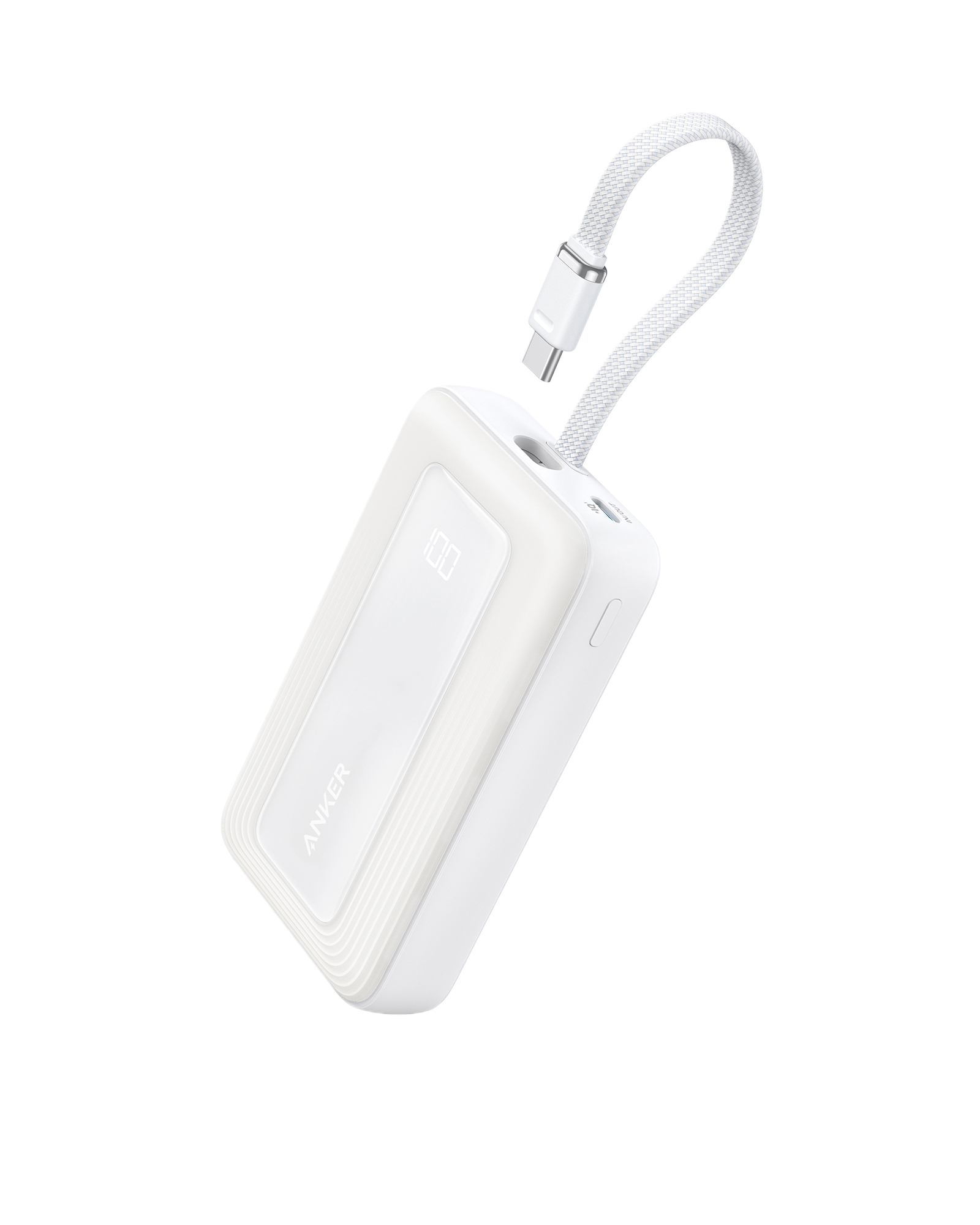 Anker Zolo Power Bank (10K, 30W) with a 5.4-inch (13.7 cm) built-in USB-C cable.