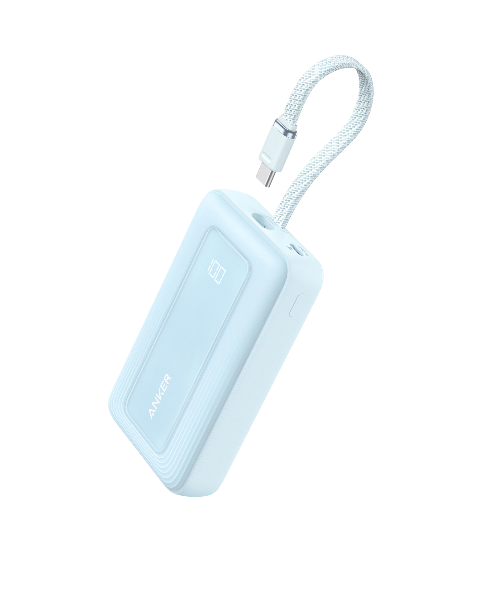 Anker Zolo Power Bank (10K, 30W) with a 5.4-inch (13.7 cm) built-in USB-C cable.